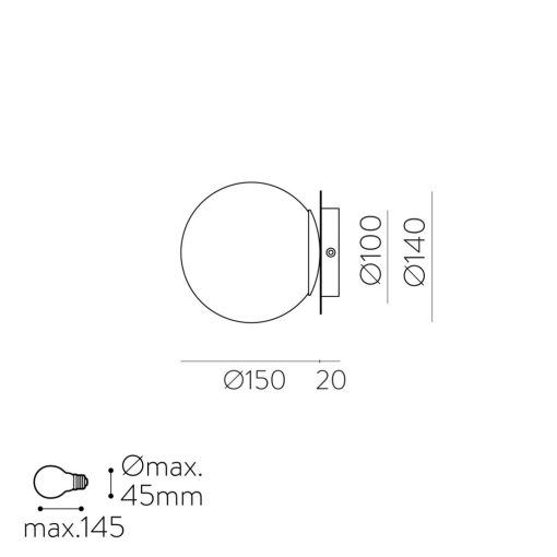 Parma Wall Lamp 16/3946-15 IP Opal/ Matt Antique Gold, LED E27 15W, CL.II IP44, (E27 max. Ø45 mm)