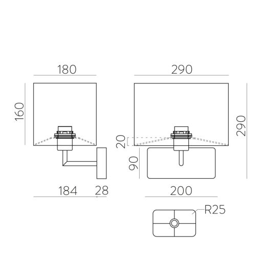 Romeo Wall Lamp 16/3971 Textured Black, LED E27 15W, CL.I, MULTI-PACK
