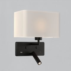   Romeo Wall Lamp 16/3971 Textured Black, LED 3W 3000K 285lm + LED E27 15W, CRI90 CL.I, MULTI-PACK, With USB, USB-C, Adjustable