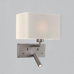   Romeo Wall Lamp 16/3971 Nickel Mate, LED 3W 3000K 285lm + LED E27 15W, CRI90 CL.I, MULTI-PACK, Two switches, With USB, USB-C, Adjustable