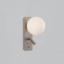 Kin Wall Lamp 16/8169 Nickel Mat/Opal, LED 8W 2700K 370lm + 3W 2700K 285lm, CRI90 CL.I, Integrated LED, With USB, USB-C, Adjustable