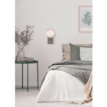 Kin Wall Lamp 16/8169 Nickel Mat/Opal, LED 8W 2700K 370lm + 3W 2700K 285lm, CRI90 CL.I, Integrated LED, With USB, USB-C, Adjustable