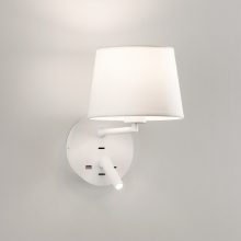 Stilo Wall Lamp 16/8202 Textured White, LED 3W 3000K 285lm + LED E27 15W, CRI90 CL.I, MULTI-PACK, Two switches, With USB, USB-C