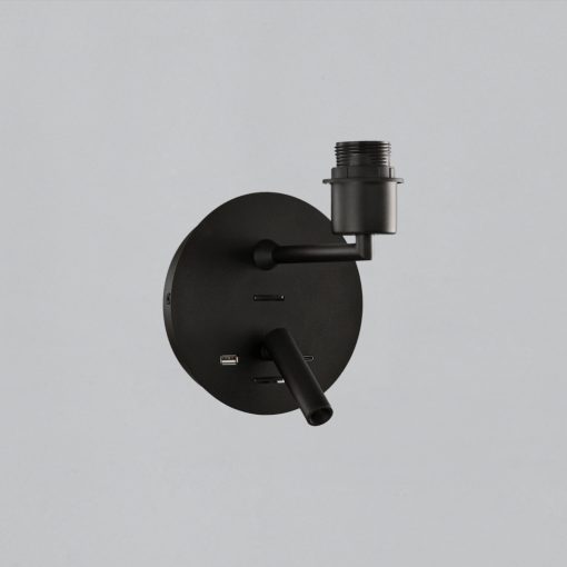 Stilo Wall Lamp 16/8202 Textured Black, LED 3W 3000K 285lm + LED E27 15W, CRI90 CL.I, MULTI-PACK, Two switches, With USB, USB-C