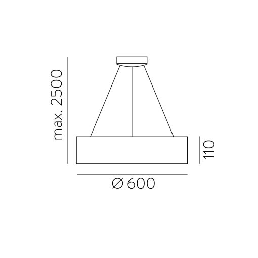 Dilga Pendant lamp 3450/60 Textured Black, LED 48W 3730lm, CRI90 CL.I, Integrated LED, Kelvin 2700K-3000K Slide Switch
