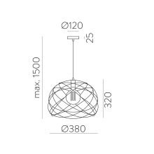 Bellona Pendant lamp 3711/38 Black, LED E27 15W, CL.I
