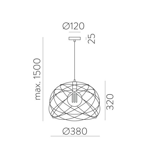 Bellona Pendant lamp 3711/38 Black, LED E27 15W, CL.I