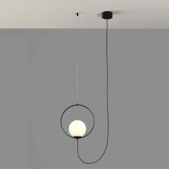   Halo Pendant lamp 3815/1 Textured Black/Opal, LED 5W 370lm, CRI90 CL.I, Integrated LED, Kelvin 2700K-3000K Slide Switch