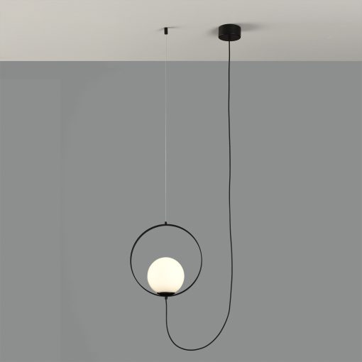 Halo Pendant lamp 3815/1 Textured Black/Opal, LED 5W 370lm, CRI90 CL.I, Integrated LED, Kelvin 2700K-3000K Slide Switch
