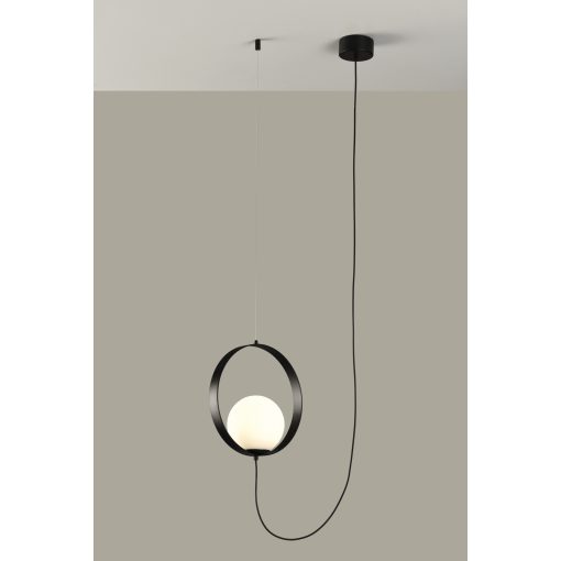 Halo Pendant lamp 3815/1 Textured Black/Opal, LED 5W 370lm, CRI90 CL.I, Integrated LED, Kelvin 2700K-3000K Slide Switch