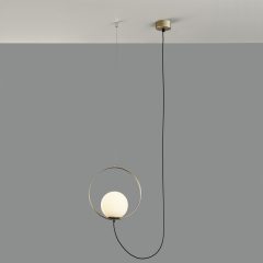   Halo Pendant lamp 3815/1 Tech. Gold/Opal, LED 5W 370lm, CRI90 CL.I, Integrated LED, Kelvin 2700K-3000K Slide Switch