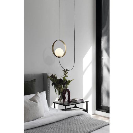 Halo Pendant lamp 3815/1 Tech. Gold/Opal, LED 5W 370lm, CRI90 CL.I, Integrated LED, Kelvin 2700K-3000K Slide Switch