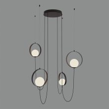 Halo Pendant lamp 3815/4 Textured Black/Opal, LED 4x5W 1480lm, CRI90 CL.I, Integrated LED, Kelvin 2700K-3000K Slide Switch