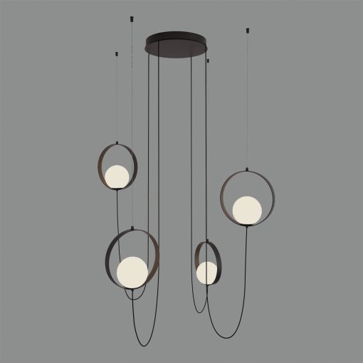 Halo Pendant lamp 3815/4 Textured Black/Opal, LED 4x5W 1480lm, CRI90 CL.I, Integrated LED, Kelvin 2700K-3000K Slide Switch