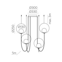 Halo Pendant lamp 3815/4 Textured Black/Opal, LED 4x5W 1480lm, CRI90 CL.I, Integrated LED, Kelvin 2700K-3000K Slide Switch
