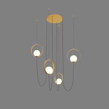 Halo Pendant lamp 3815/4 Tech. Gold/Opal, LED 4x5W 1480lm, CRI90 CL.I, Integrated LED, Kelvin 2700K-3000K Slide Switch