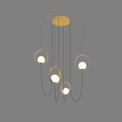   Halo Pendant lamp 3815/4 Tech. Gold/Opal, LED 4x5W 1480lm, CRI90 CL.I, Integrated LED, Kelvin 2700K-3000K Slide Switch