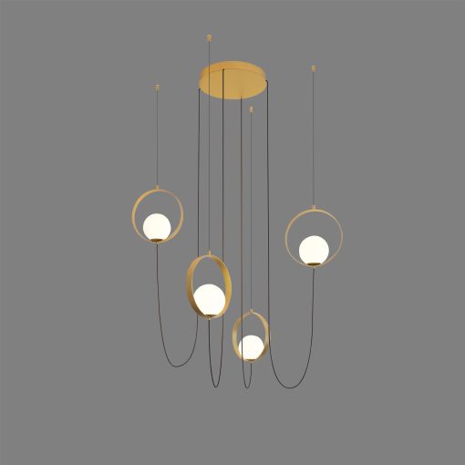 Halo Pendant lamp 3815/4 Tech. Gold/Opal, LED 4x5W 1480lm, CRI90 CL.I, Integrated LED, Kelvin 2700K-3000K Slide Switch