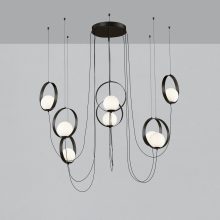 Halo Pendant lamp 3815/8 Textured Black/Opal, LED 8x5W 2960lm, CRI90 CL.I, Integrated LED, Kelvin 2700K-3000K Slide Switch