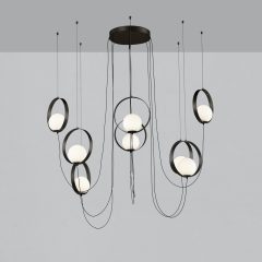   Halo Pendant lamp 3815/8 Textured Black/Opal, LED 8x5W 2960lm, CRI90 CL.I, Integrated LED, Kelvin 2700K-3000K Slide Switch