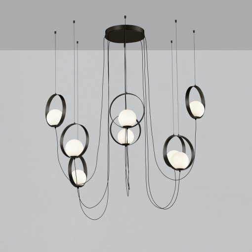 Halo Pendant lamp 3815/8 Textured Black/Opal, LED 8x5W 2960lm, CRI90 CL.I, Integrated LED, Kelvin 2700K-3000K Slide Switch