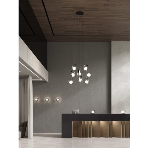 Halo Pendant lamp 3815/8 Textured Black/Opal, LED 8x5W 2960lm, CRI90 CL.I, Integrated LED, Kelvin 2700K-3000K Slide Switch