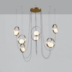   Halo Pendant lamp 3815/8 Tech. Gold/Opal, LED 8x5W 2960lm, CRI90 CL.I, Integrated LED, Kelvin 2700K-3000K Slide Switch