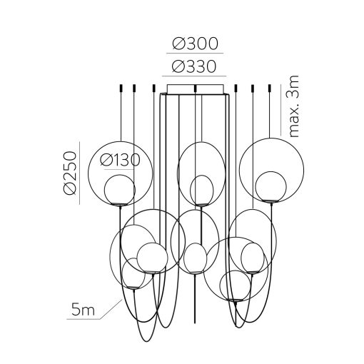Halo Pendant lamp 3815/8 Tech. Gold/Opal, LED 8x5W 2960lm, CRI90 CL.I, Integrated LED, Kelvin 2700K-3000K Slide Switch
