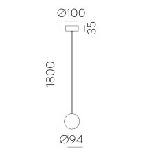 Custo Pendant lamp 3818/1 Tech. Gold/Opal, LED 5W 370lm, CRI90 CL.I, Integrated LED, Kelvin 2700K-3000K Slide Switch