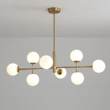 Doris Pendant lamp 3820/95 Antique Gold/Opal, LED G9 8x7W, CL.I
