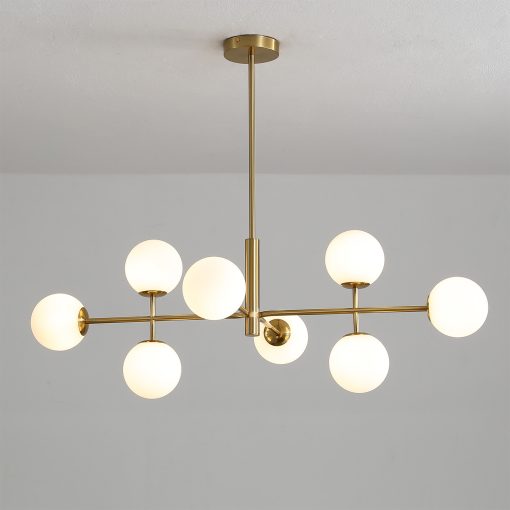 Doris Pendant lamp 3820/95 Antique Gold/Opal, LED G9 8x7W, CL.I