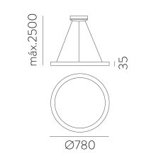 Grace Pendant lamp 3848/78 Textured White, LED 80W 6800lm, CRI90 CL.I, Integrated LED, Kelvin 2700K-3000K Slide Switch