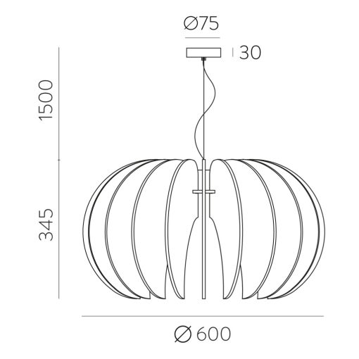 Rosa Del Desierto Pendant lamp 3912/60 Black, LED E27 15W, CL.I