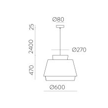 Aspen Pendant lamp 3916/60 Sand/Linen, Kit Text. Black, LED E27 15W, CL.I, MULTI-PACK