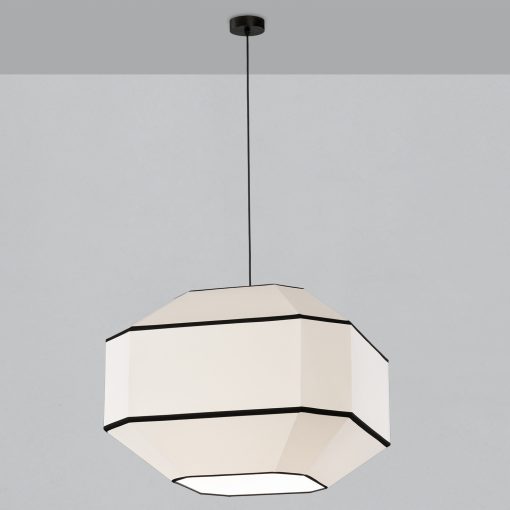 Bauhaus Pendant lamp 3917/60 White/Black, Kit Text. Black, LED E27 15W, CL.I, MULTI-PACK
