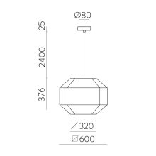 Bauhaus Pendant lamp 3917/60 White/Black, Kit Text. Black, LED E27 15W, CL.I, MULTI-PACK