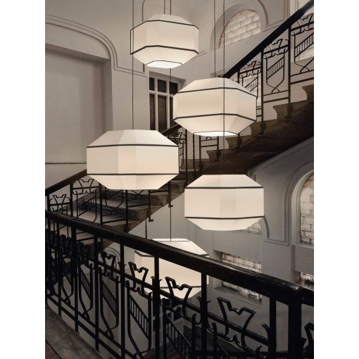 Bauhaus Pendant lamp 3917/60 White/Black, Kit Text. Black, LED E27 15W, CL.I, MULTI-PACK