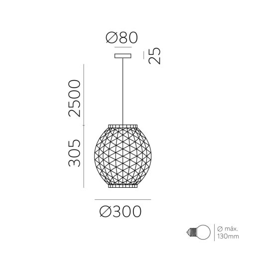 Lennis Pendant lamp 3928/30 Natural Fiber, Kit Text. White, LED E27 15W, CL.I, MULTI-PACK