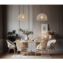 Evens Pendant lamp 3930/40 Natural Rattan, Kit Tex. Black, LED E27 15W, CL.I, MULTI-PACK