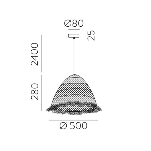 Samira Pendant lamp 3932/50 Natural Raffia, LED E27 15W, CL.I
