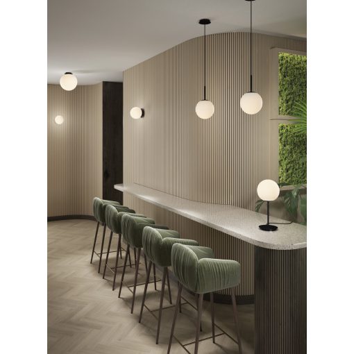 Parma Pendant lamp 3946/18 Matt Black/Opal, LED E27 15W, CL.II IP44