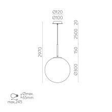 Parma Pendant lamp 3946/30 Matt Black/Opal, LED E27 15W, CL.II IP44