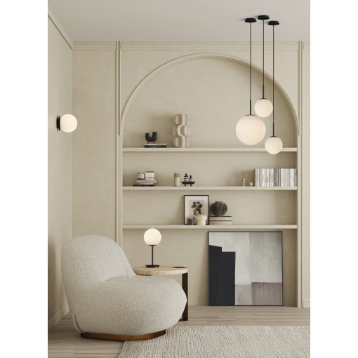 Parma Pendant lamp 3946/30 Matt Black/Opal, LED E27 15W, CL.II IP44