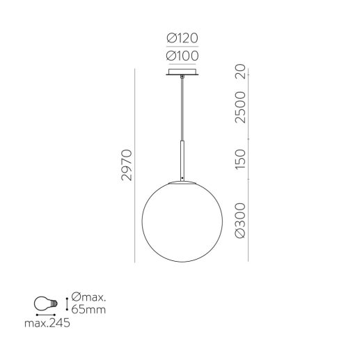 Parma Pendant lamp 3946/30 Matt Antique Gold/Opal, LED E27 15W, CL.II IP44