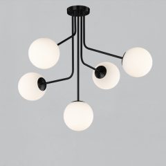   Parma Pendant lamp 3946/5 Matt Black/Opal, LED E27 5x15W, CL.I, (E27 max. Ø45 mm)