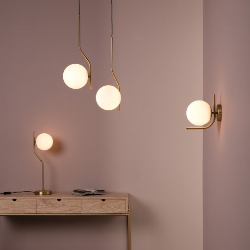 Maui Pendant lamp 8163/1 Opal/ Matt Antique Gold, LED E27 15W, CL.I, (E27 max. Ø45 mm)