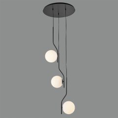   Maui Pendant lamp 8163/3 Opal/Black Matt, LED E27 3x15W, CL.I, (E27 max. Ø45 mm)