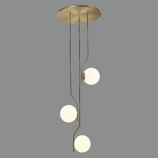 Maui Pendant lamp 8163/3 Opal/Matt Antique Gold, LED E27 3x15W, CL.I, (E27 max. Ø45 mm)