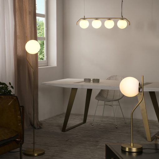 Maui Pendant lamp 8163/4L Opal/Matt Antique Gold, LED E27 4x15W, CL.I, (E27 max. Ø45 mm)