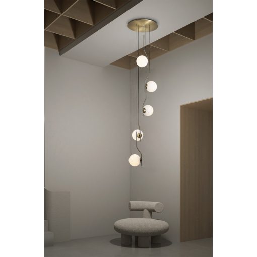 Maui Pendant lamp 8163/5 Opal/Black Matt, LED E27 5x15W, CL.I, (E27 max. Ø45 mm)